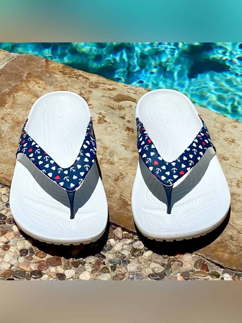 Crocs - Women’s Kadee II - Anchor Print - Flip Flop - Nautical - US Womens Sz 10 - Picture 5 of 5